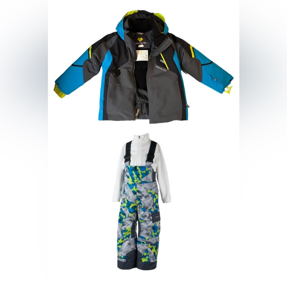Obermeyer ski bib and coat size 5 kids camoflauge I-grow